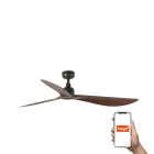 Faro - Ventilateur de plafond noir/noyer IP44, adapté à l?extérieur, résistant aux UV.