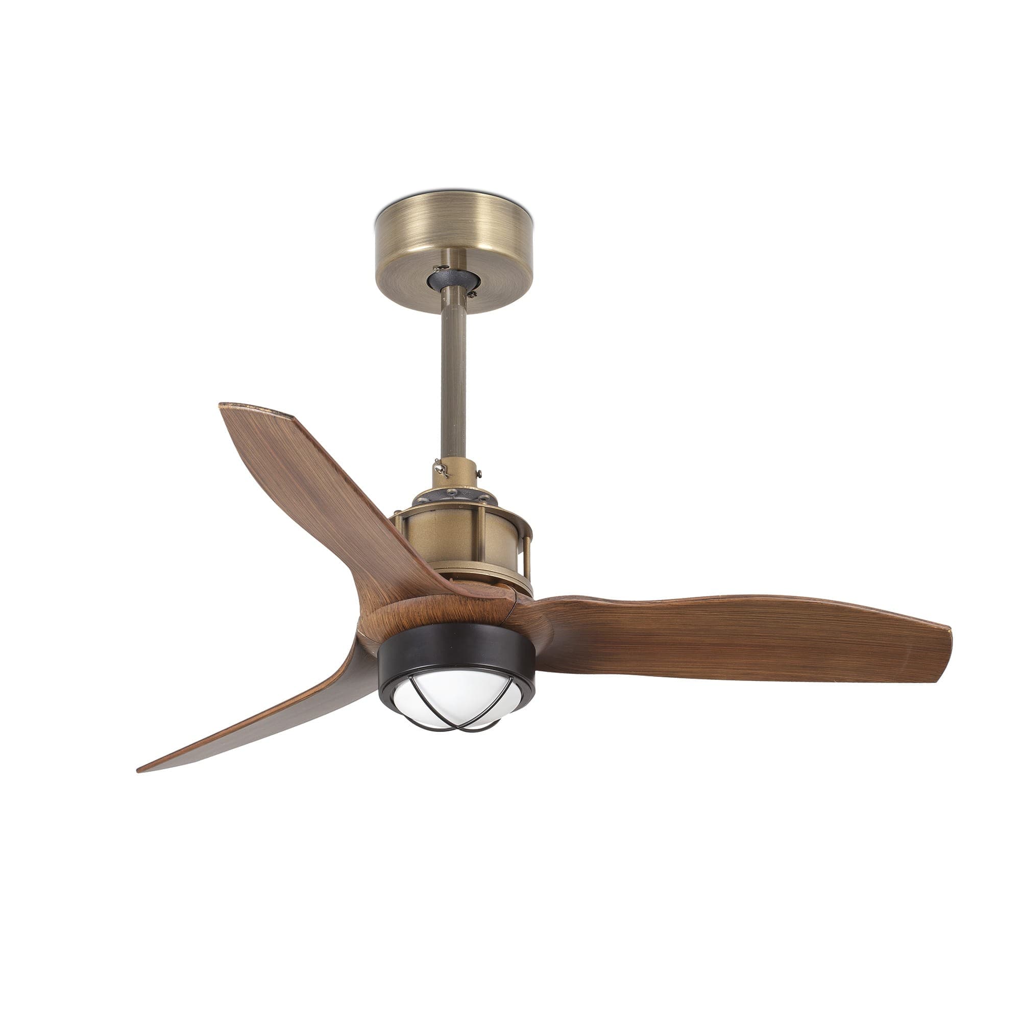 Faro - Just Ventilateur de plafond S Ø810 vieux or 3 pâles Nogal 3000K Tuya