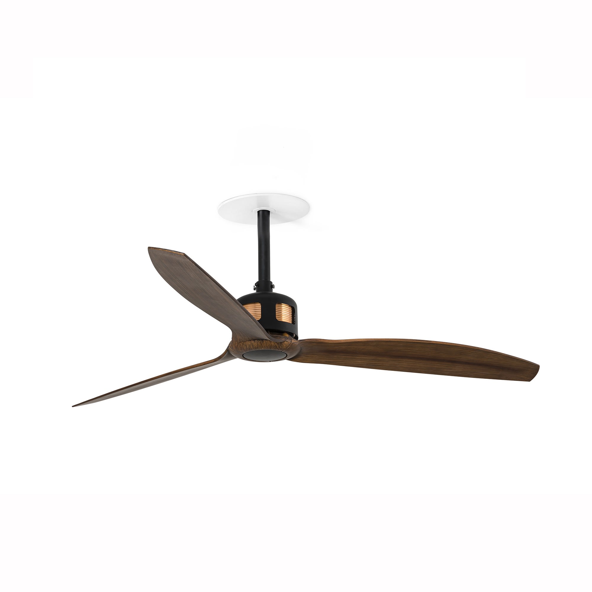 Faro - Copper Ventilateur de plafond encastrable Ø1280 noir 3 pâles Nogal