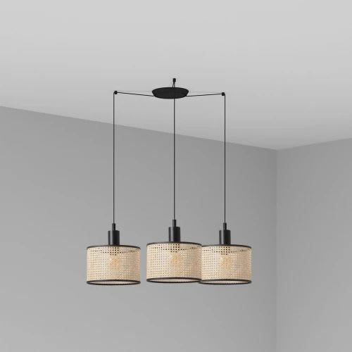 Faro - Mambo Lampe Suspension Noir/Rotin Ø210 3L E27 50/60Hz 15W IP 20classe II 100V-24