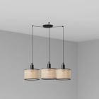 Faro - Mambo Lampe Suspension Noir/Rotin Ø210 3L E27 50/60Hz 15W IP 20classe II 100V-24