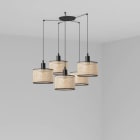 Faro - Mambo Lampe Suspension Noir/Rotin Ø210 5L E27 50/60Hz 15W IP 20classe II 100V-24
