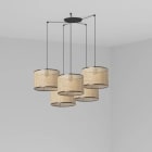 Faro - Mambo Lampe Suspension Noir/Rotin Ø320 5L E27 50/60Hz 15W IP 20classe II 100V-24