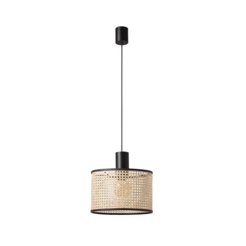 Faro - Mambo Lampe Suspension Simple Noir/Rotin Ø320 E27 50/60Hz 15W IP 20classe II 100