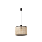 Faro - Mambo Lampe Suspension Simple Noir/Rotin Ø450 E27 50/60Hz 15W IP 20classe II 100