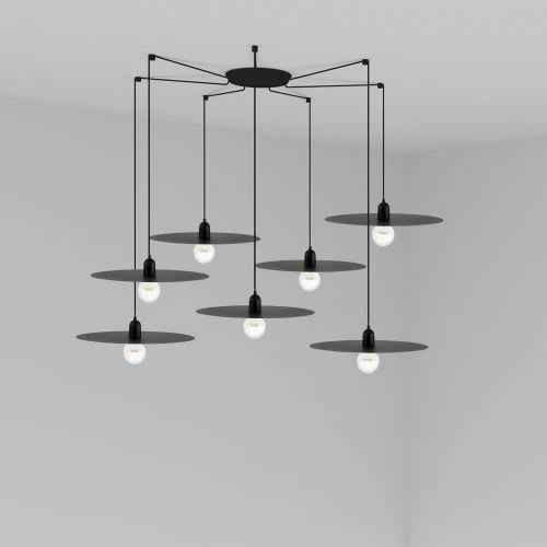 Faro - Plat Lampe Suspension Noire 7L E27 50/60Hz 15W IP 20 classeII 100V-240V