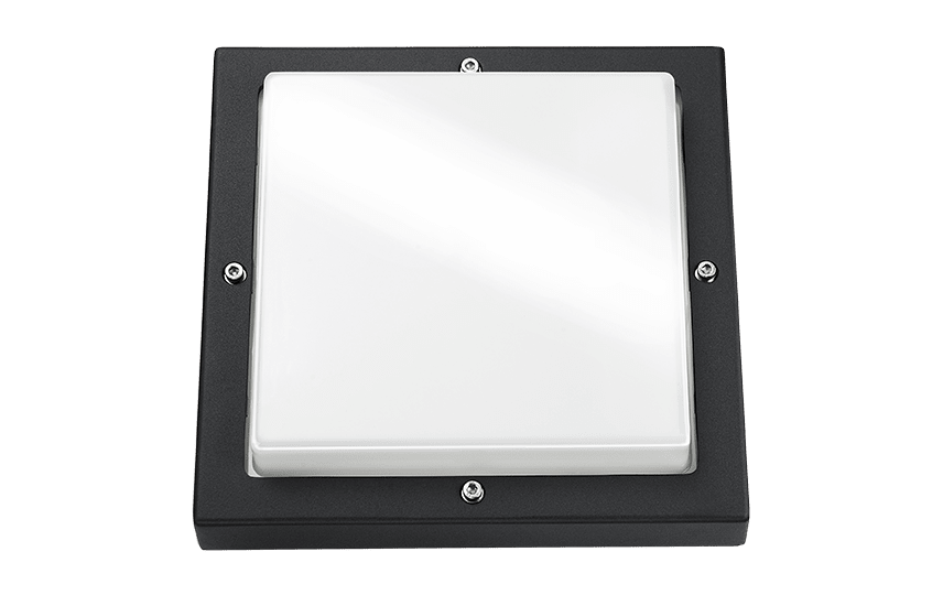 SG Lighting - Basso hublot carré noir 2xE27 classe I IP65 IK10 850°