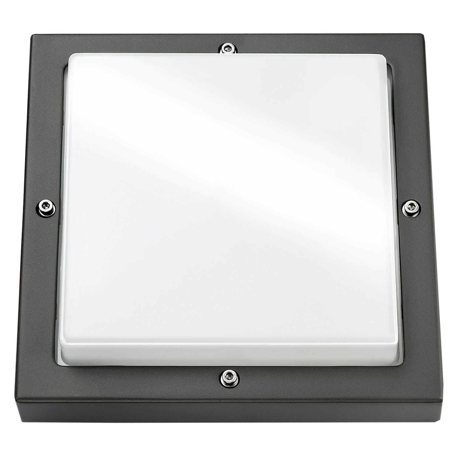 SG Lighting - Basso hublot carré graphite 2xE27 avec détecteur classe I IP65 IK10 850°