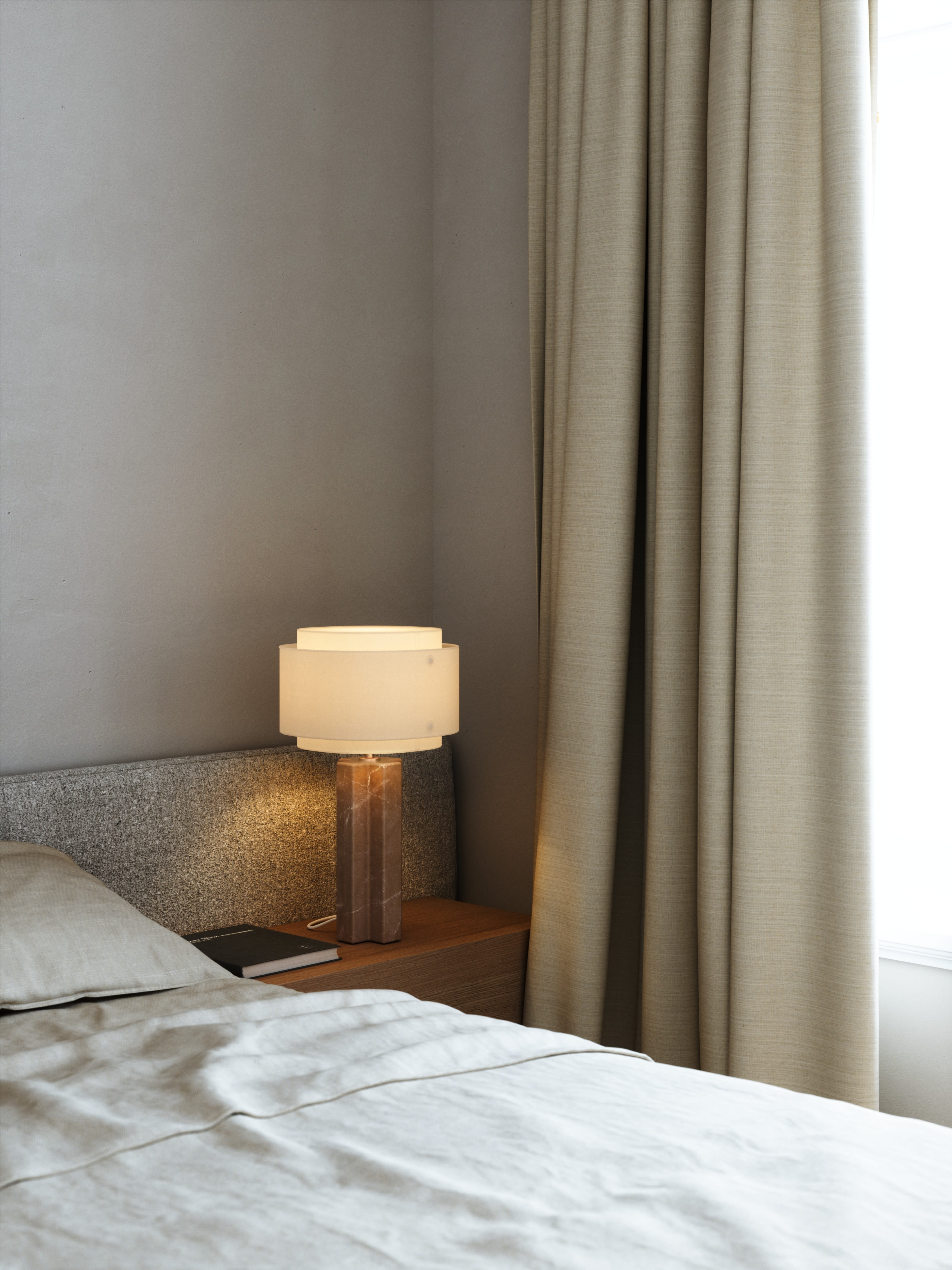Nordlux - TAKAI BORD E27 BRUN MARMOR- BEIGE SKAERM
