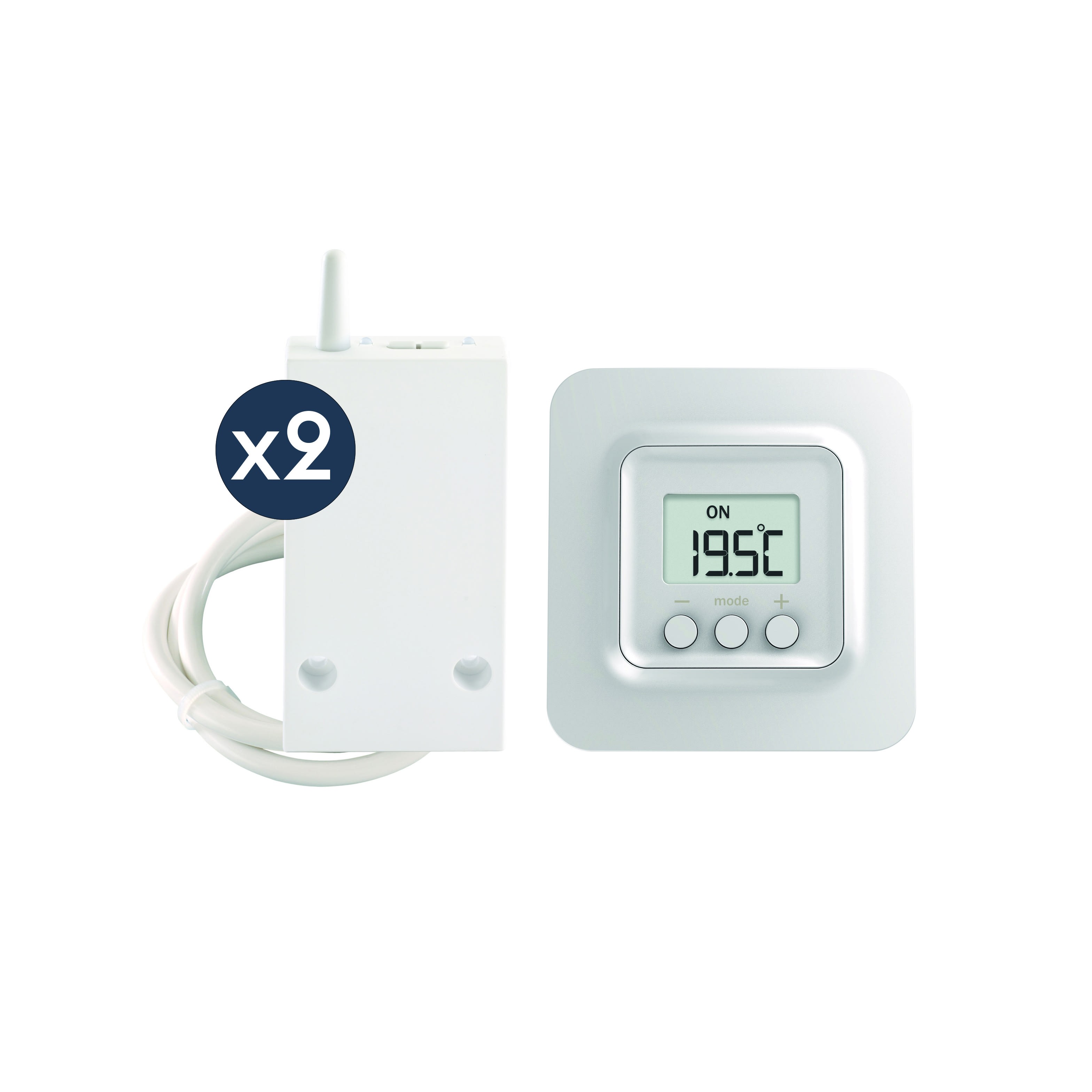 Thermostat ambiance digital semi-encastré chauf élec avec entrée fil pilote  230V HAGER 25120