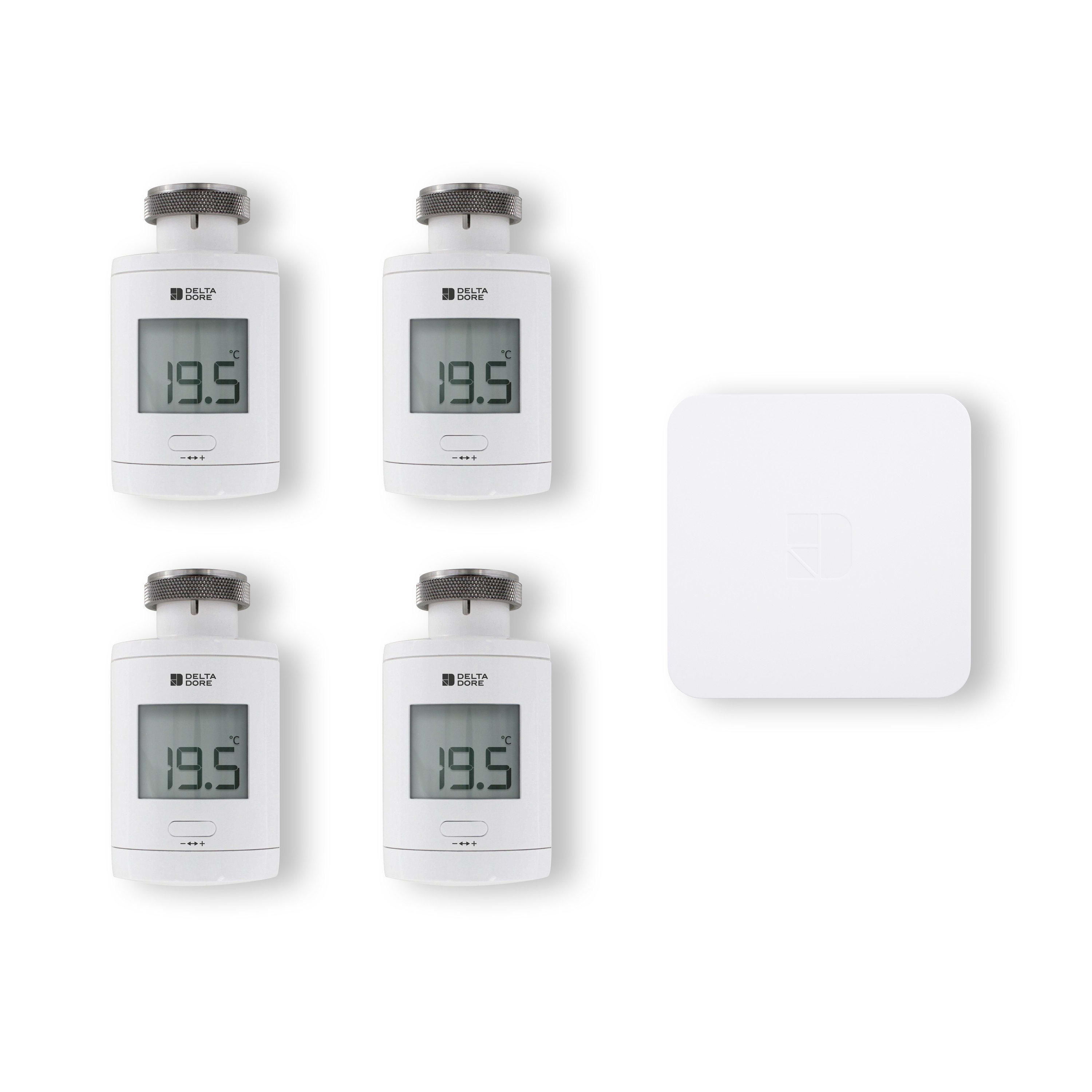 Delta Dore - Pack starter TRV 1.0 connecté | 4 têtes thermostatiques intelligentes