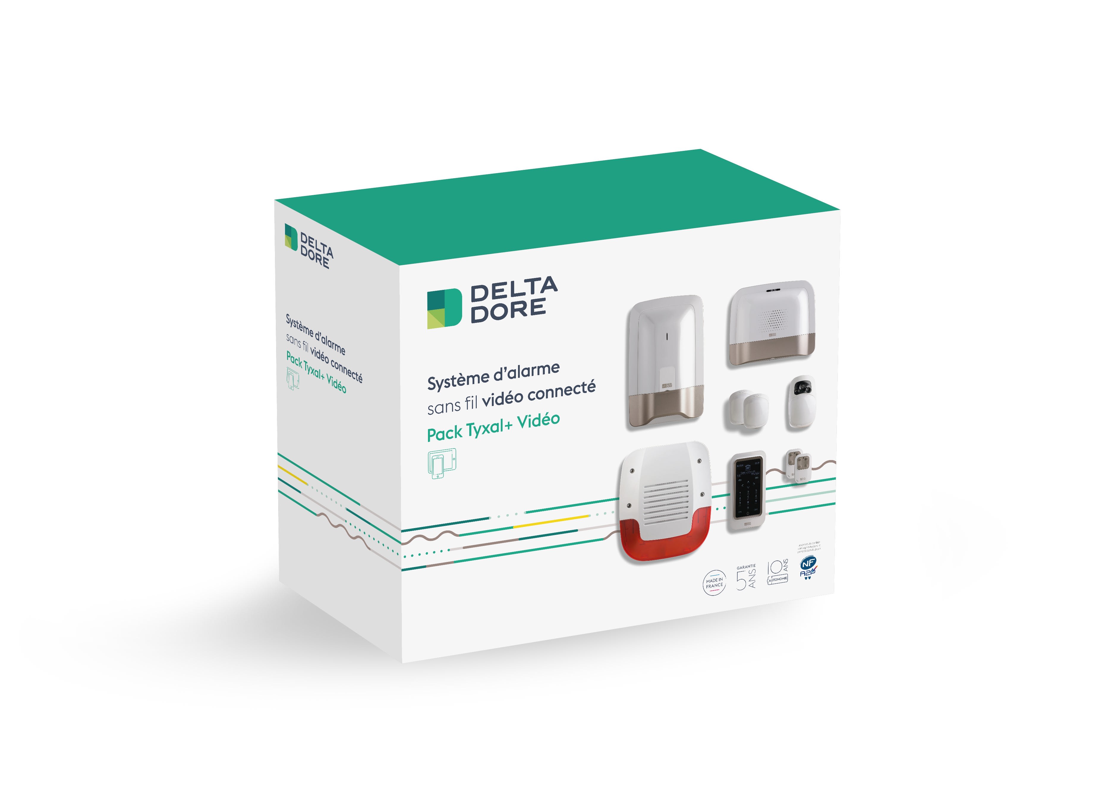 Delta Dore - Pack Tyxal+ Video  Pack alarme 8 zones sans fil connecte avec transmetteur GSM