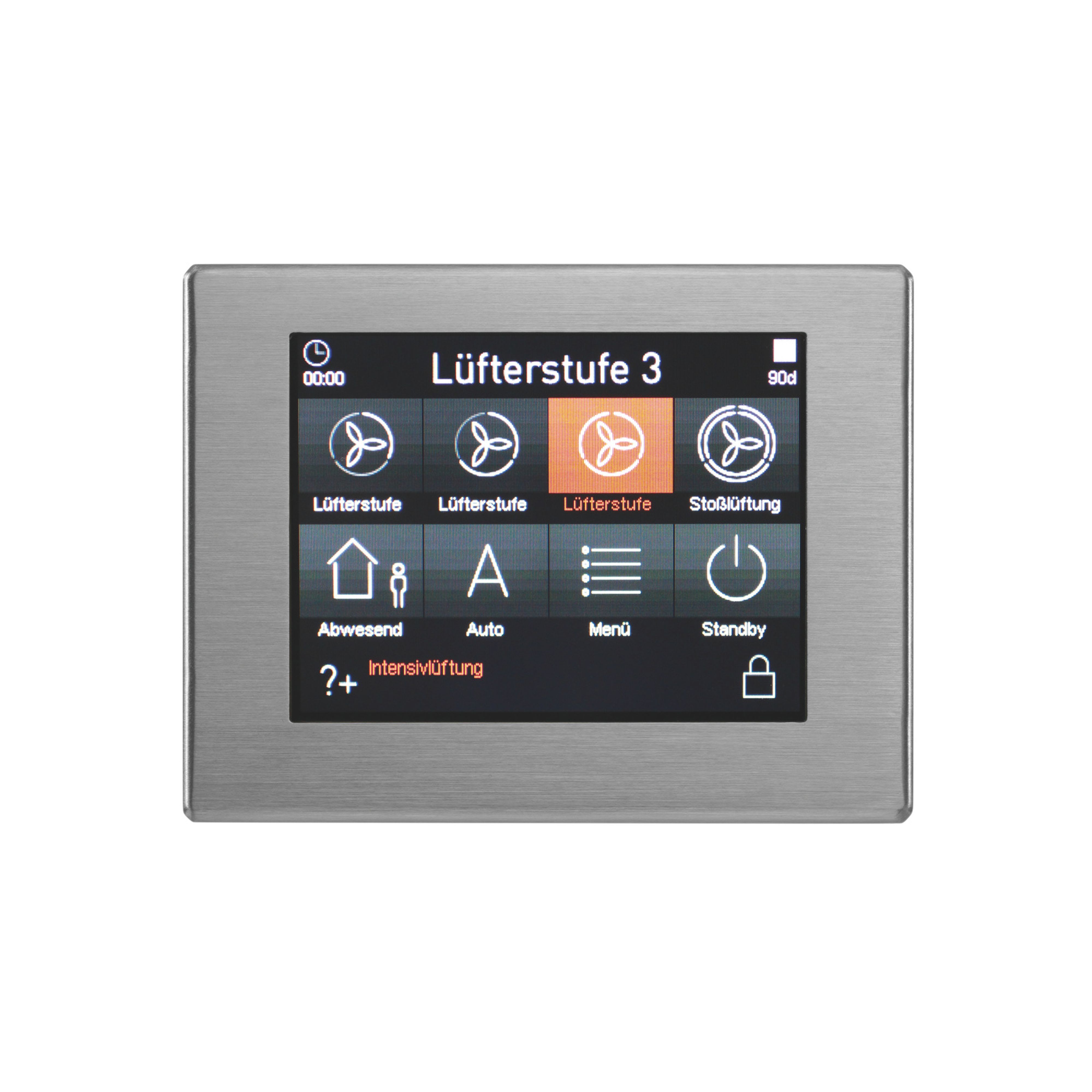 Zehnder - Commande tactile TFT, cadre couleur inox, version RD pour appareils PAUL
