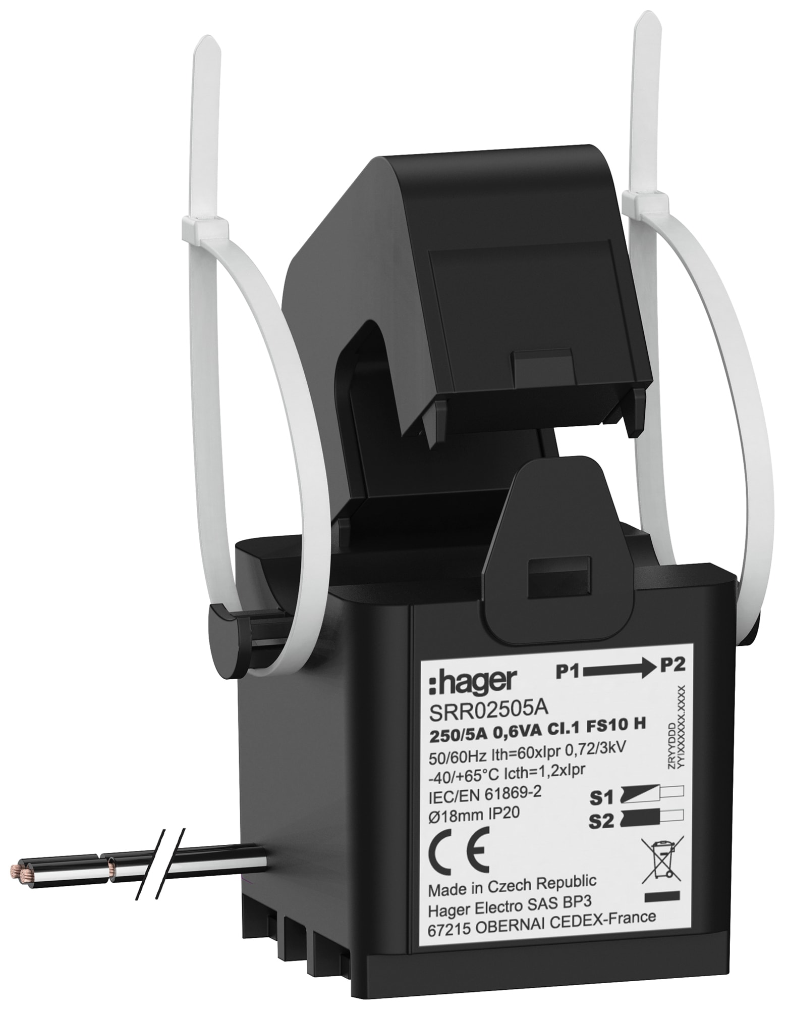Hager - Transformateur de Courant Ouvrant SC1 18mm 250/5A 0.6VA Classe 1