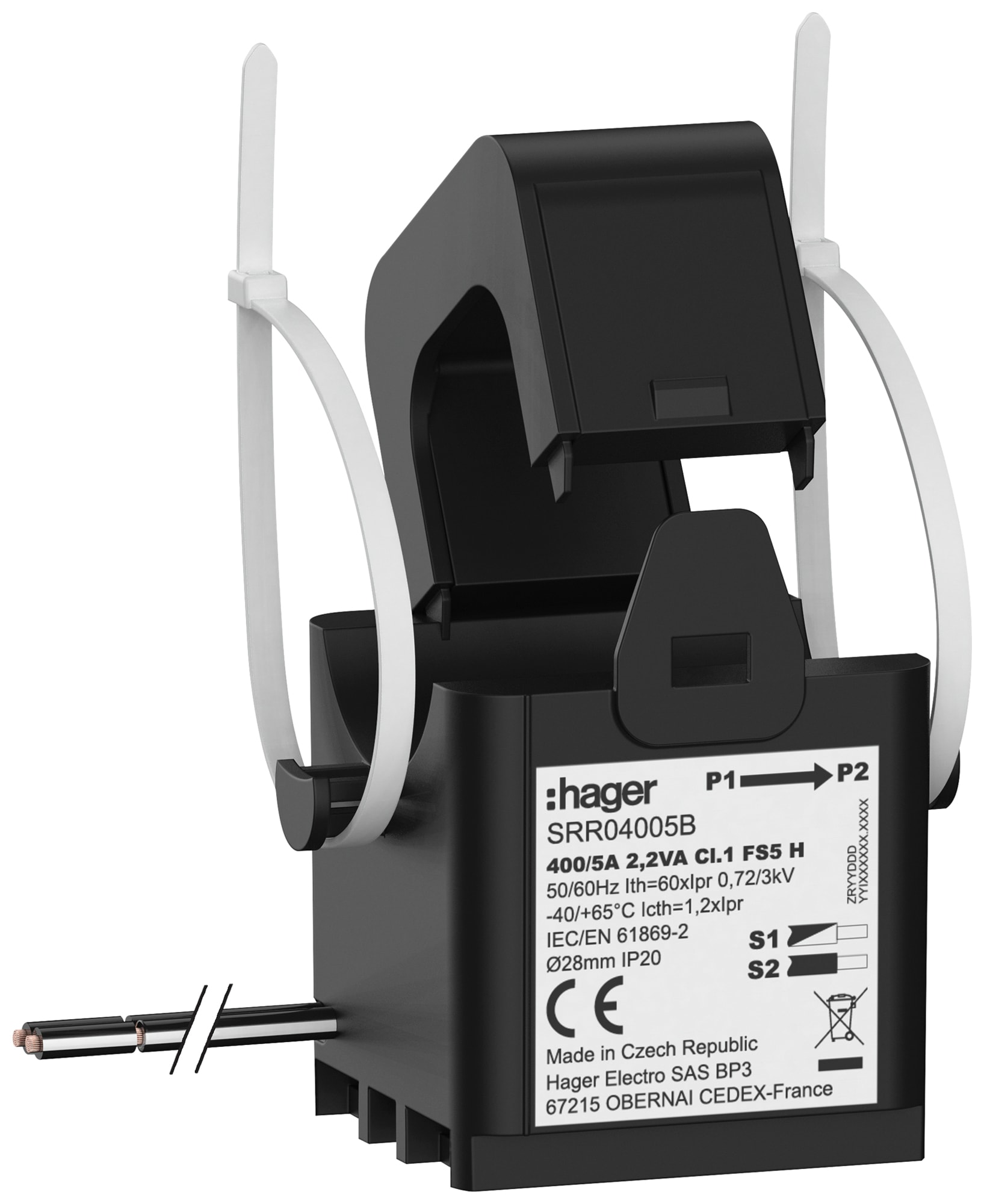 Hager - Transformateur de Courant Ouvrant SC2 28mm 400/5A 2.2VA Classe 1