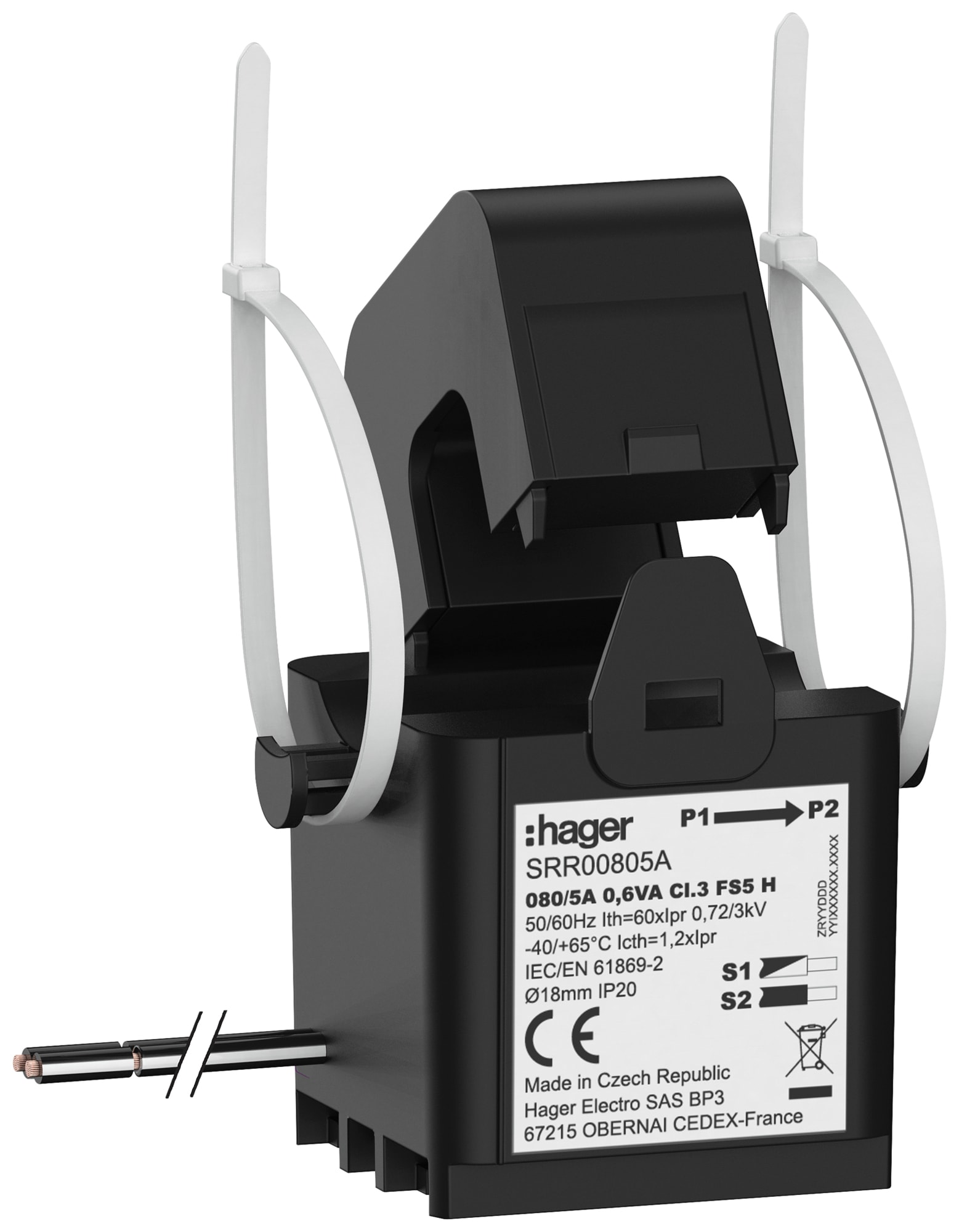 Hager - Transformateur de Courant Ouvrant SC1 18mm 080/5A 0.6VA Classe 3