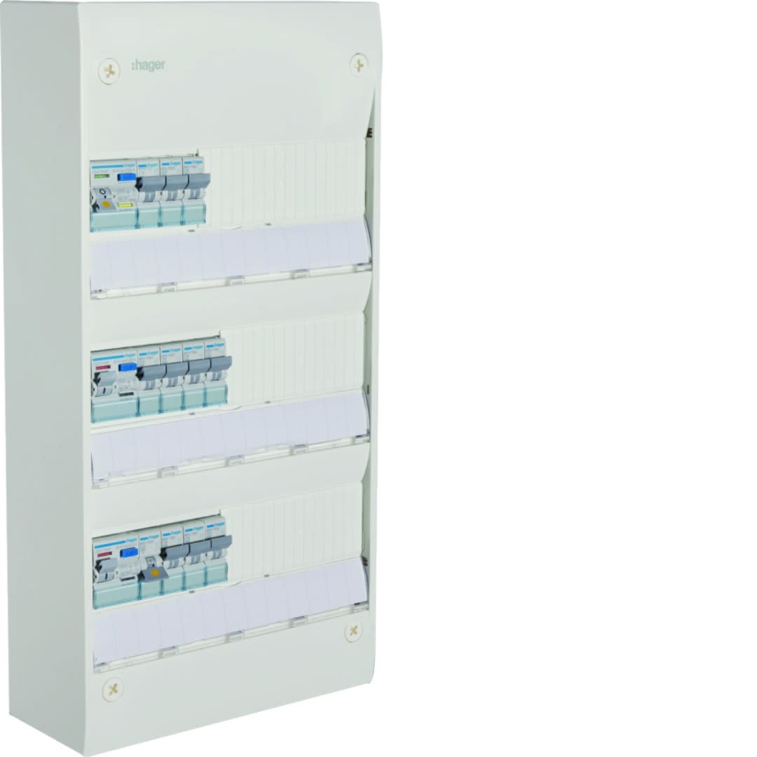 Hager - Tableau électrique Gamma+ 13, pré-équipé 3 rangées, 13 M, Quickfix