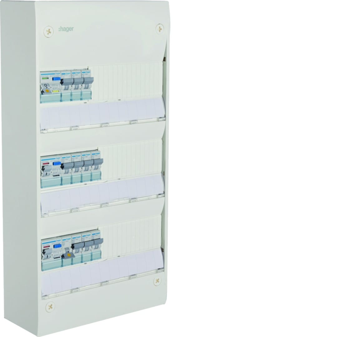Hager - Tableau électrique gamma+ 13, pré-équipé 3 rangées, 13 M, Quickfix