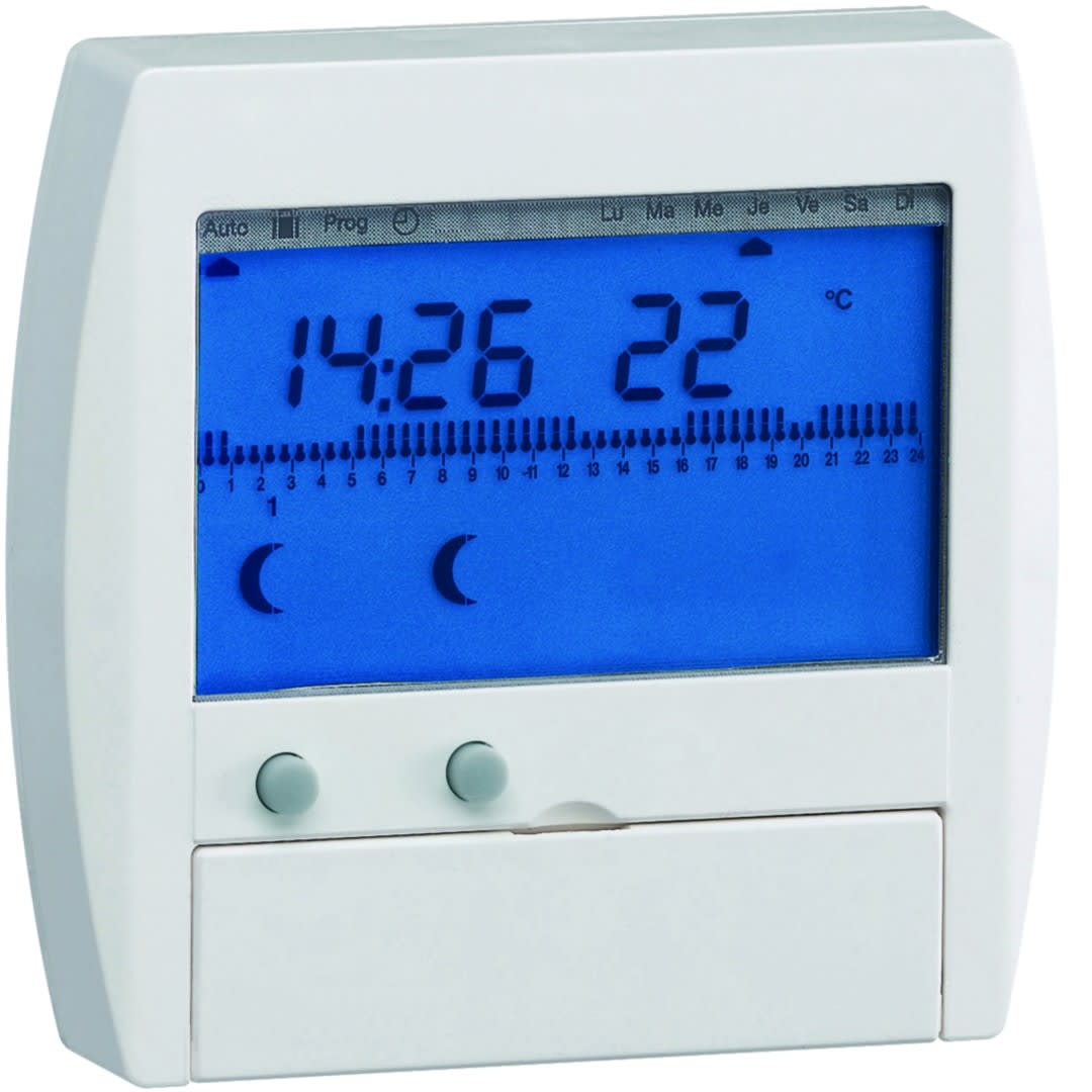 Hager - Programmateur digital semi-encastré chauf élec avec fil pilote 2 zones 7j 230V