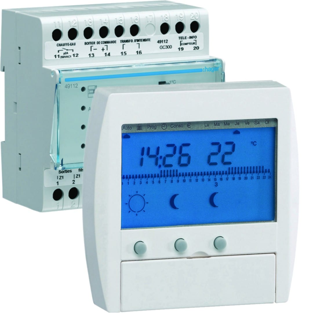 Hager - Gestionnaire d'énergie confort chauffage électrique 3 zones sur 7 jours 230V