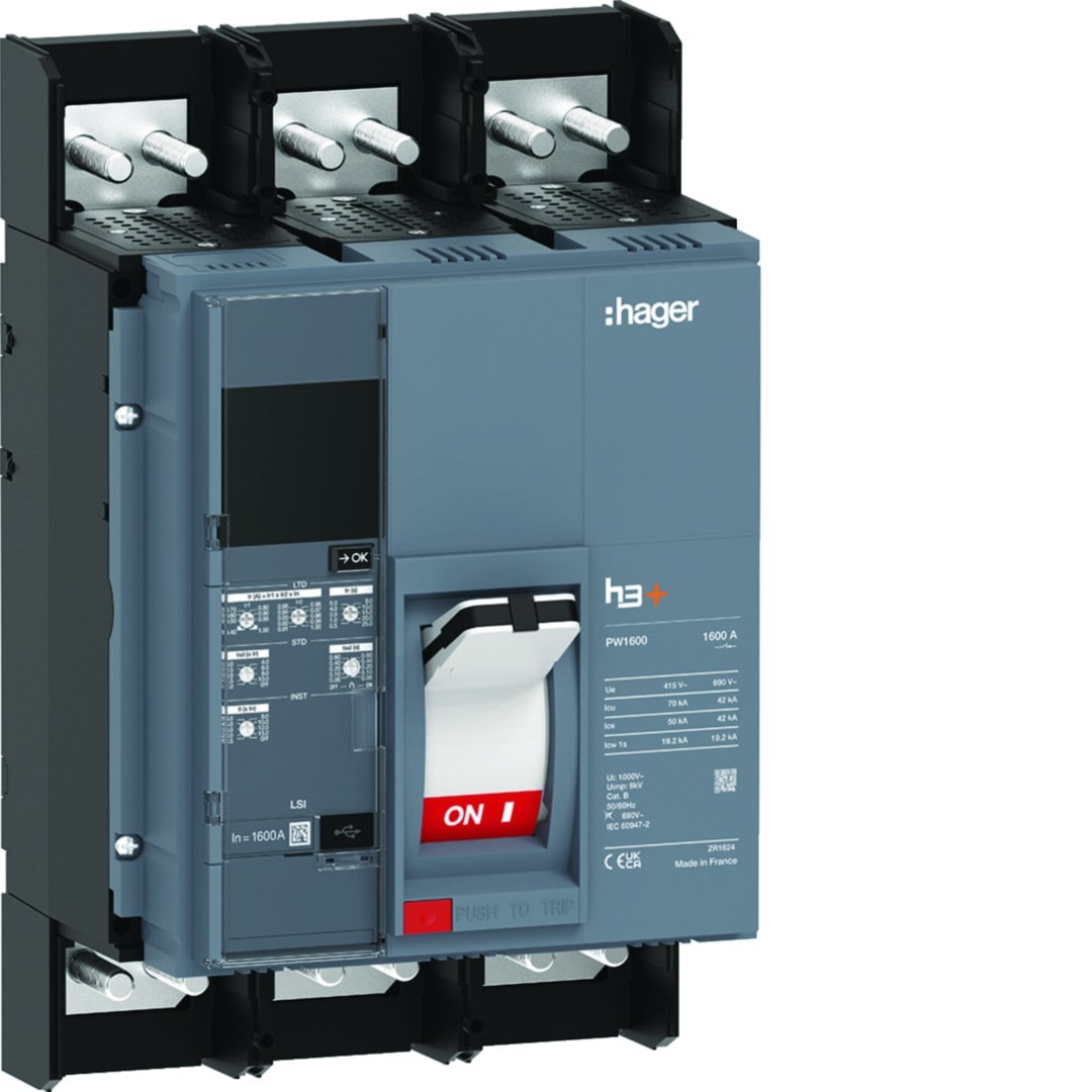 Hager - Disjoncteur boitier moulé h3+ PW1600 LSI 3 Poles 1600A 70kA