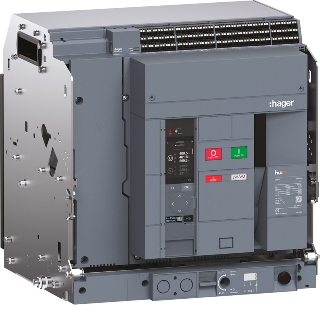 Hager - Disjoncteur Ouvert complet HW2 100kA 2500A 4P Débrochable TU sentinel Energy