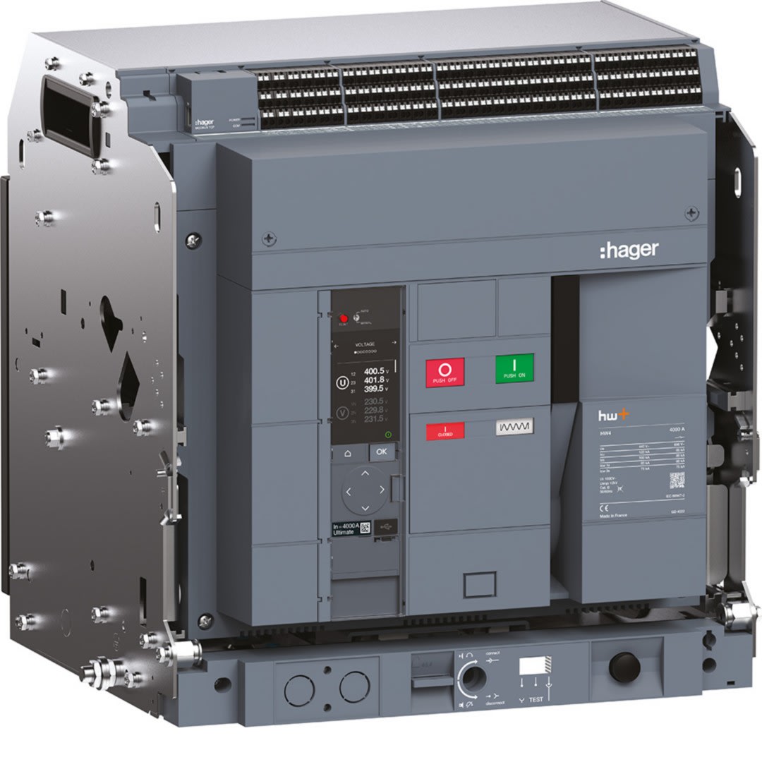 Hager - Disjoncteur Ouvert complet HW4 120kA 4000A 3P Débrochable TU sentinel Energy
