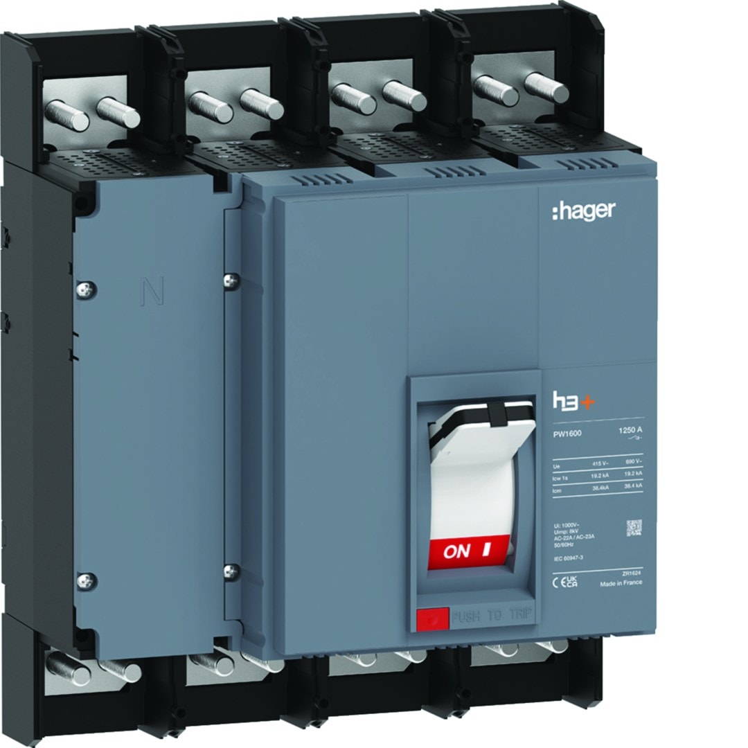 Hager - Interrupteur boitier moulé h3+ PW1600 4 Poles 1250A