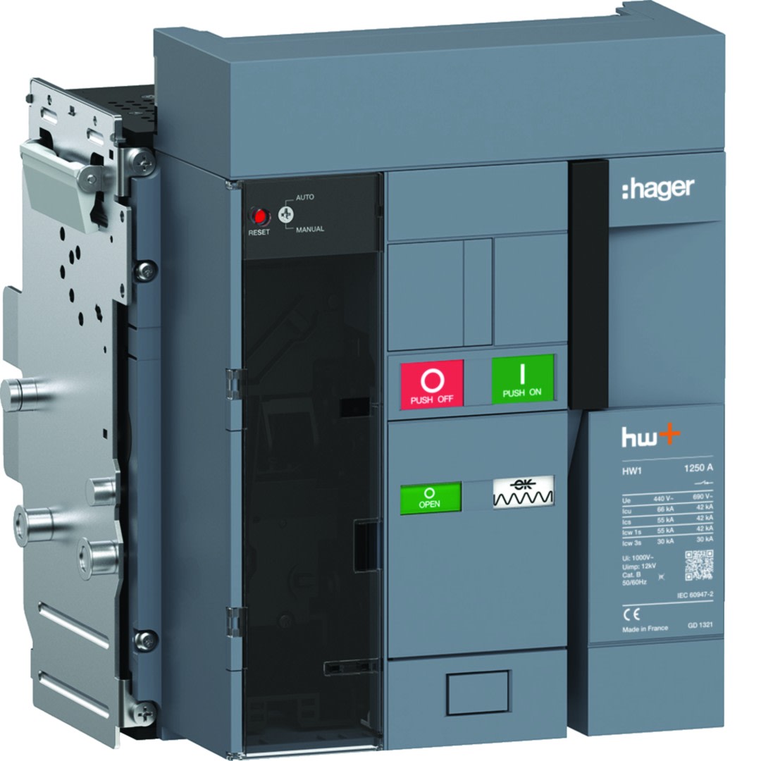 Hager - Disjoncteur Ouvert HW1 66kA 1250A 3P Débrochable sans chassis pour TU sentinel