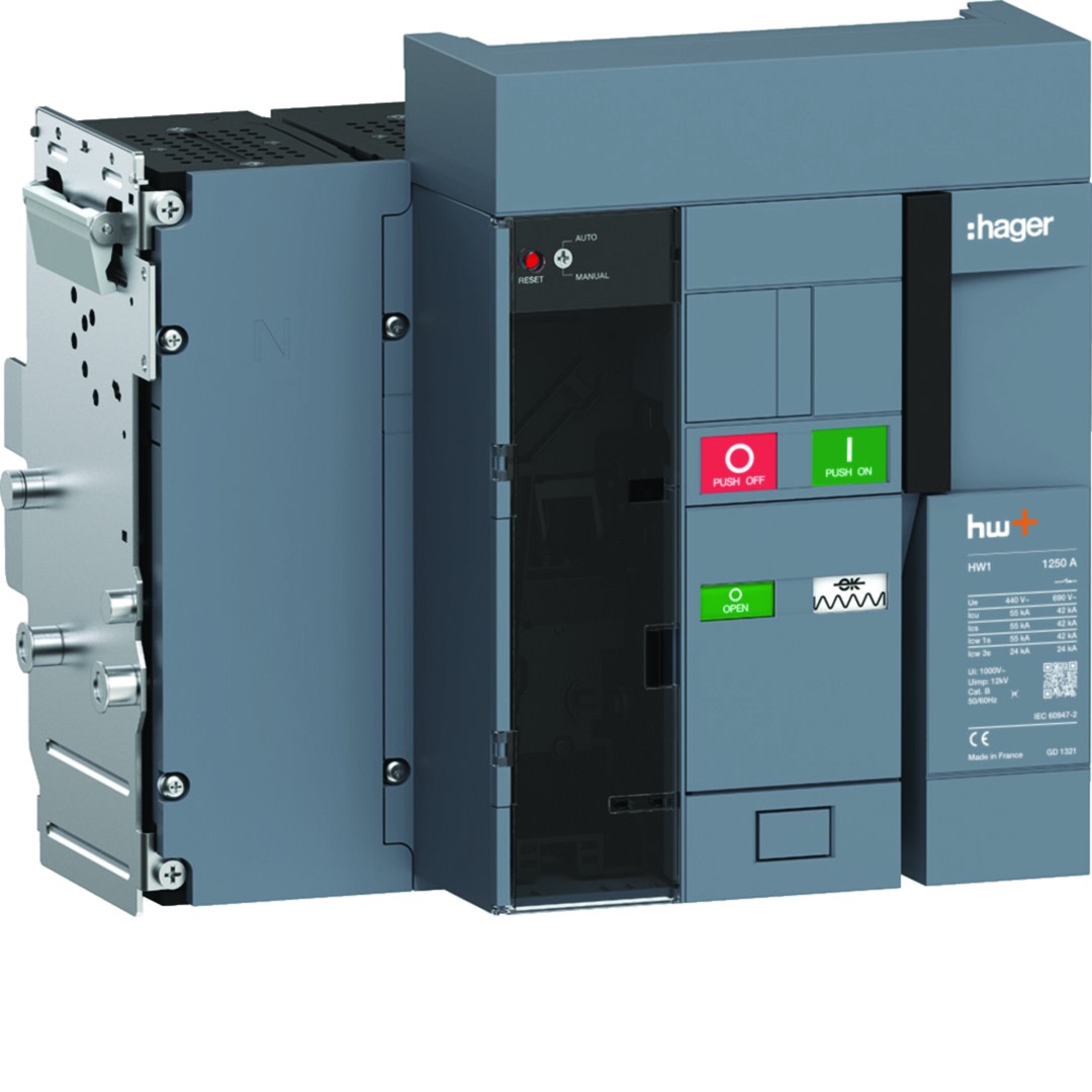 Hager - Disjoncteur Ouvert HW1 55kA 1250A 4P Débrochable sans chassis pour TU sentinel