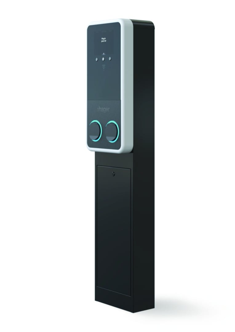 Hager - Borne de recharge witty park2 totem IP55 IK10 2x22kW T2+OCPP+MID+RFID