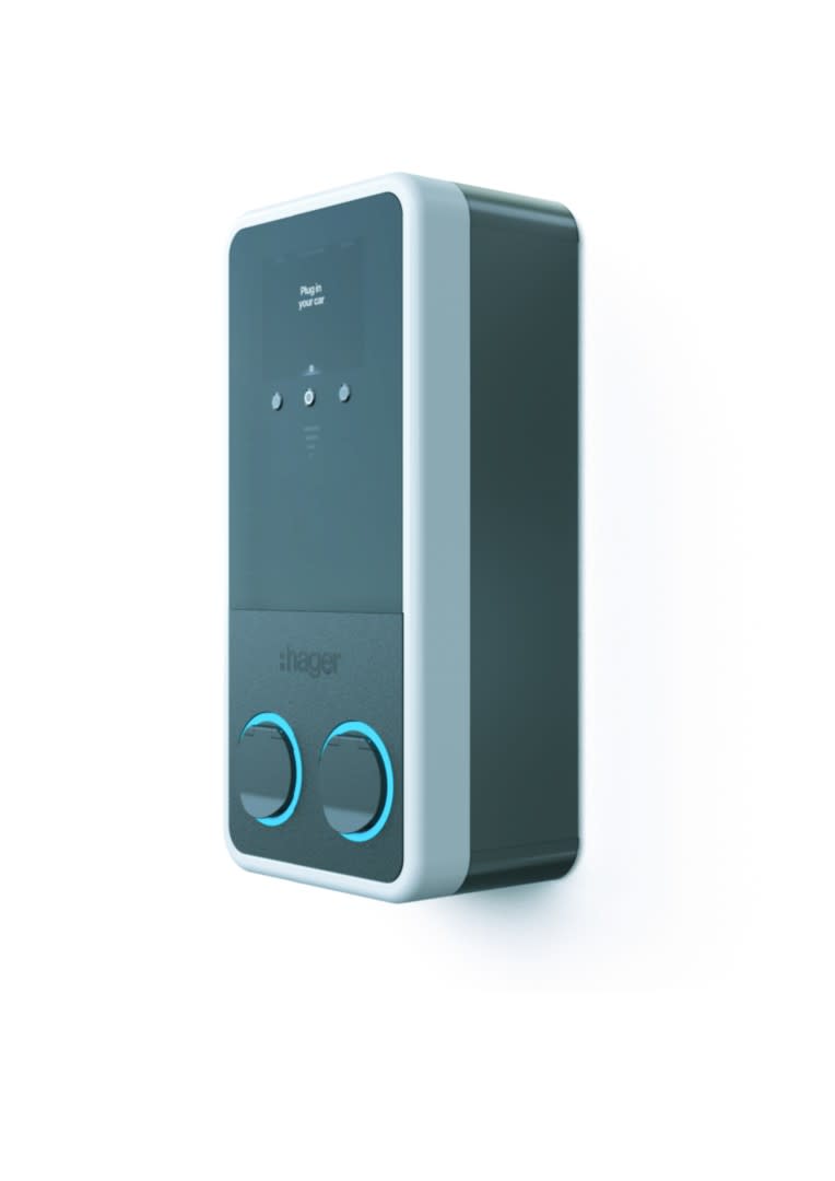 Hager - Witty Park2 Borne mural IP55 IK10 2x7,4kW T2+TE+OCPP+MID+ECRAN+RFID+Protections