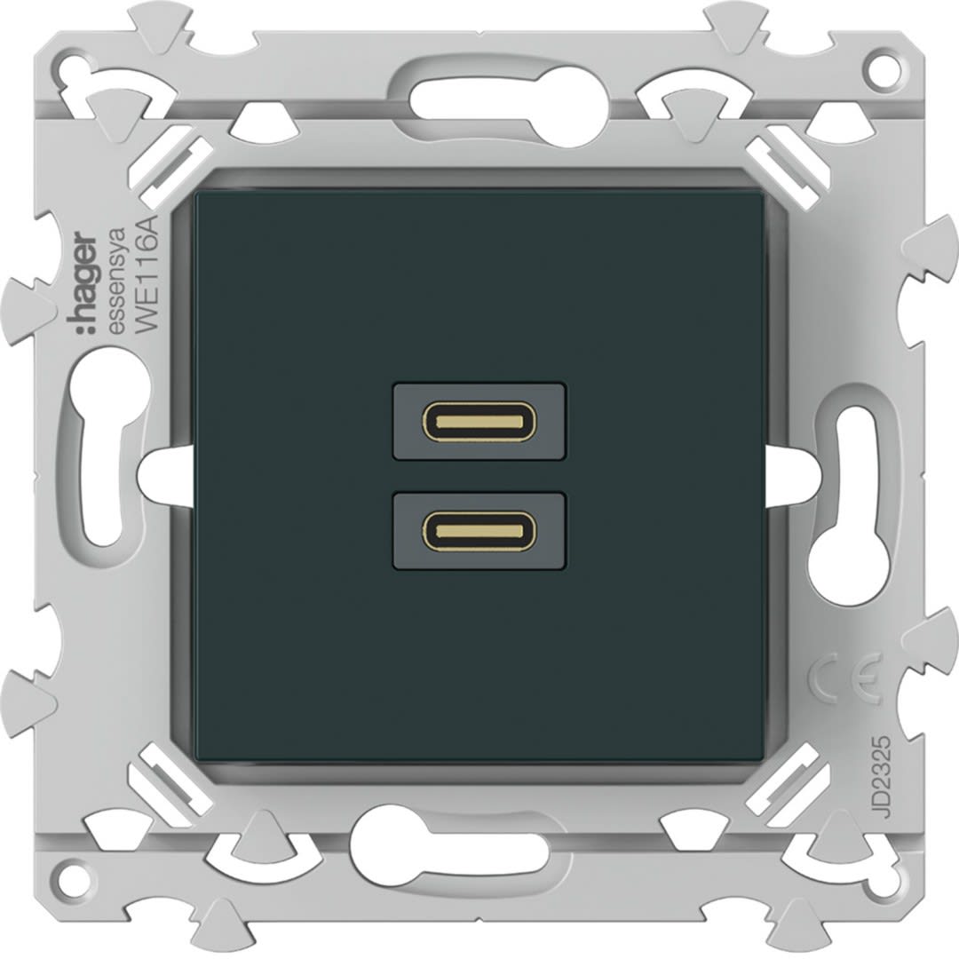 Hager - Chargeur Essensya double USB C+C 20W blanc