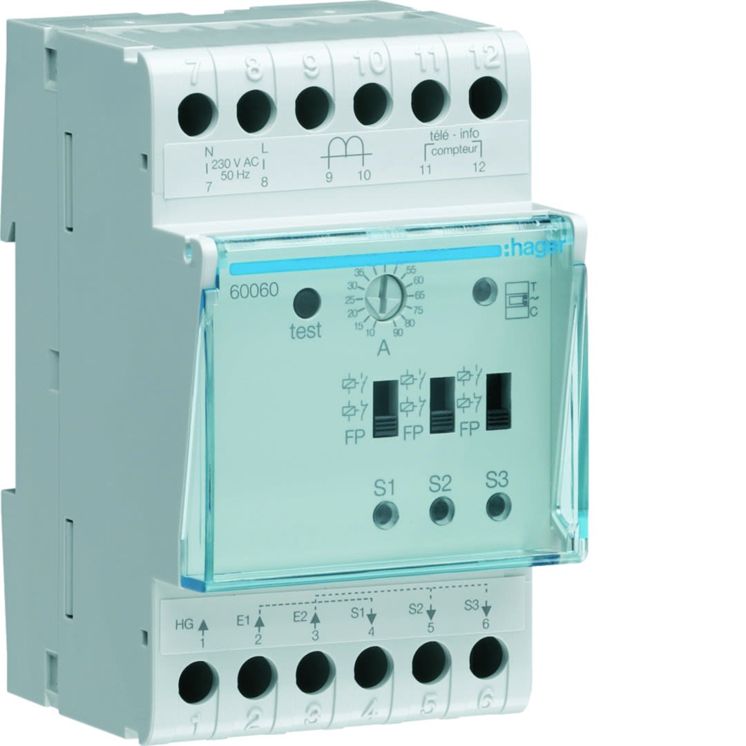 Hager - Delesteur universel pour chauffage électrique 3 voies tournantes 3 entrées 230V