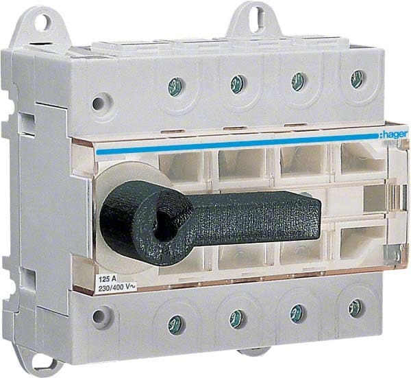 Hager - Interrupteur à coupure visible 4P In125A Ue380 - 415Vac Poignée rotative courte