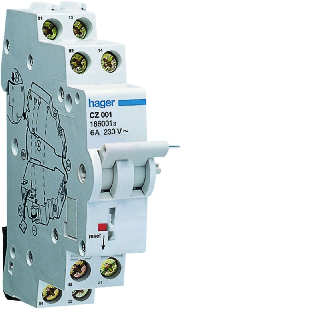 Hager - Contact auxiliaire pour interrupteur différentiel 2(1NO+1NC) 6A 240V AC