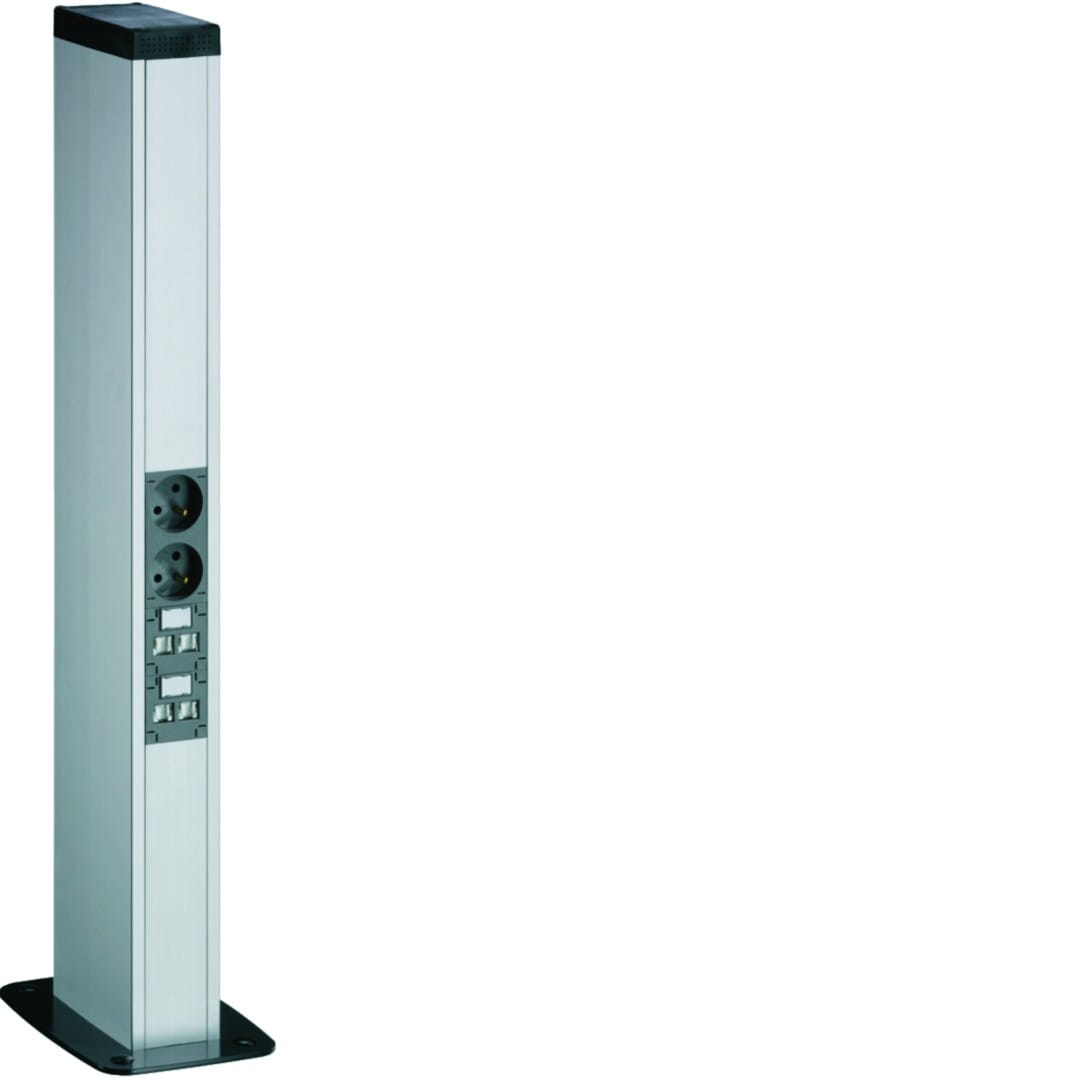 Hager - Colonnette officea h 650mm double face alu (ELN) anodisé naturel