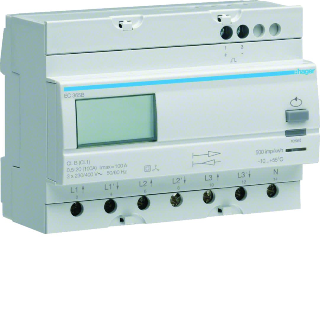 Hager - Compteur d'énergie électrique triphasé direct 100A - bi-directionnel
