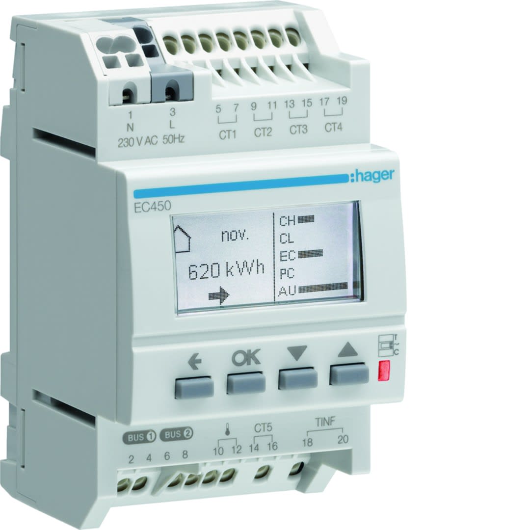 Hager - Afficheur modulaire des consommations multi-énergies RT2012