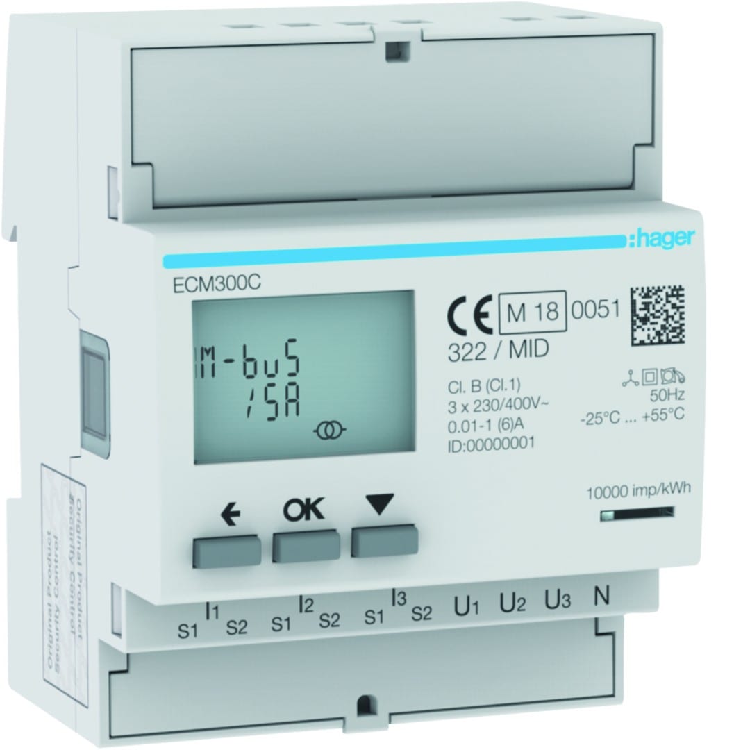 Hager - Compteur d'énergie triphasé indirect communiquant M-BUS certifié MID