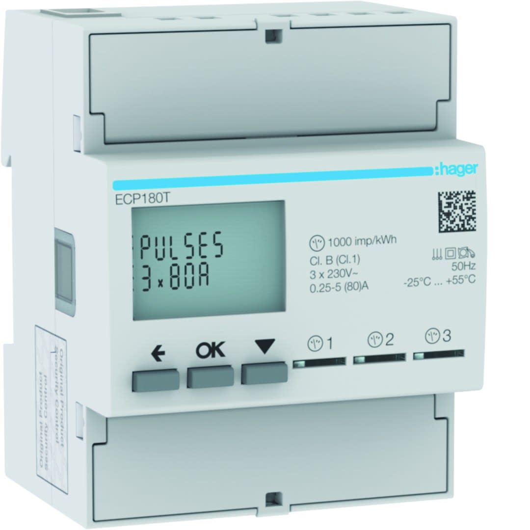 Hager - Compteur d'énergie monophasé 3x80A impulsionnel MID
