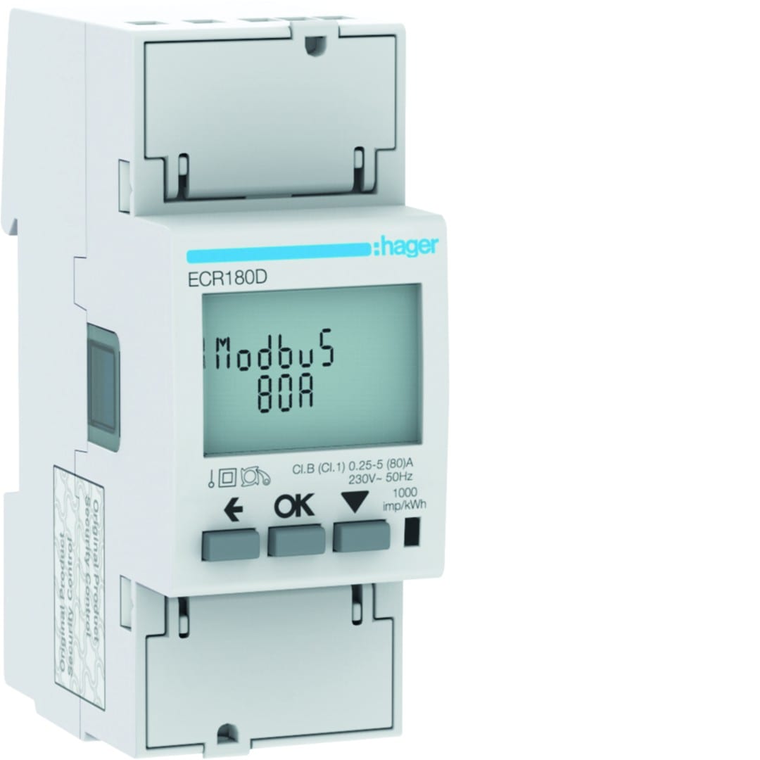 Hager - Compteur d'énergie monophasé 80A communiquant MOBDUS RS485 MID