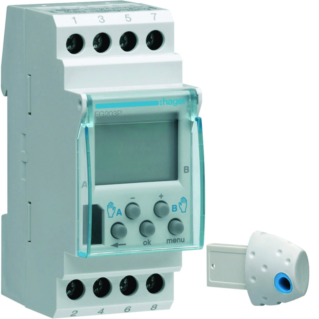 Hager - Programmateur modulaire électronique chauf élec avec fil pilote 2 zones 7j 230V