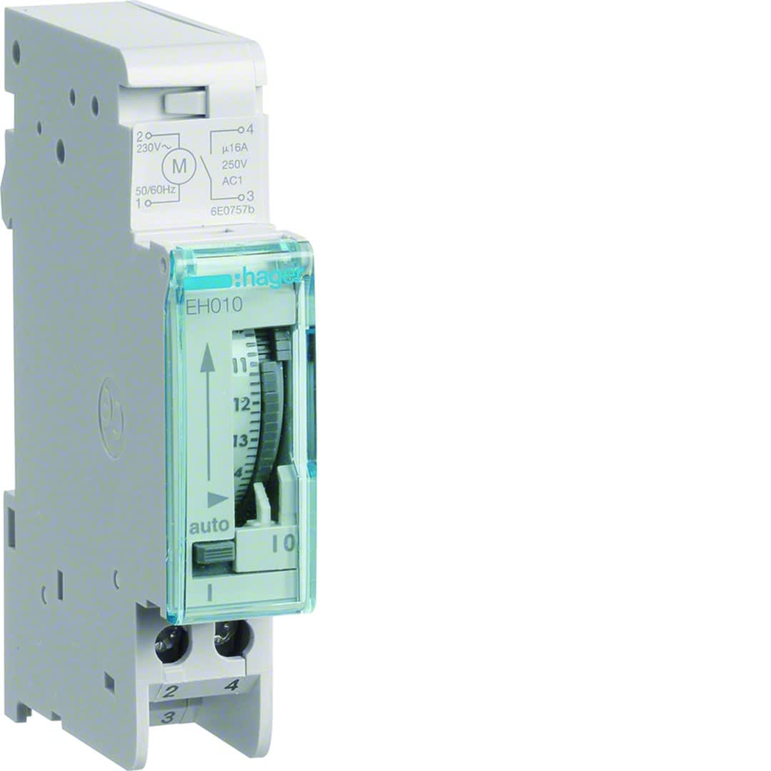 Hager - Interrupteur horaire électromécanique compact 1 voie sur 24 heures sans réserve