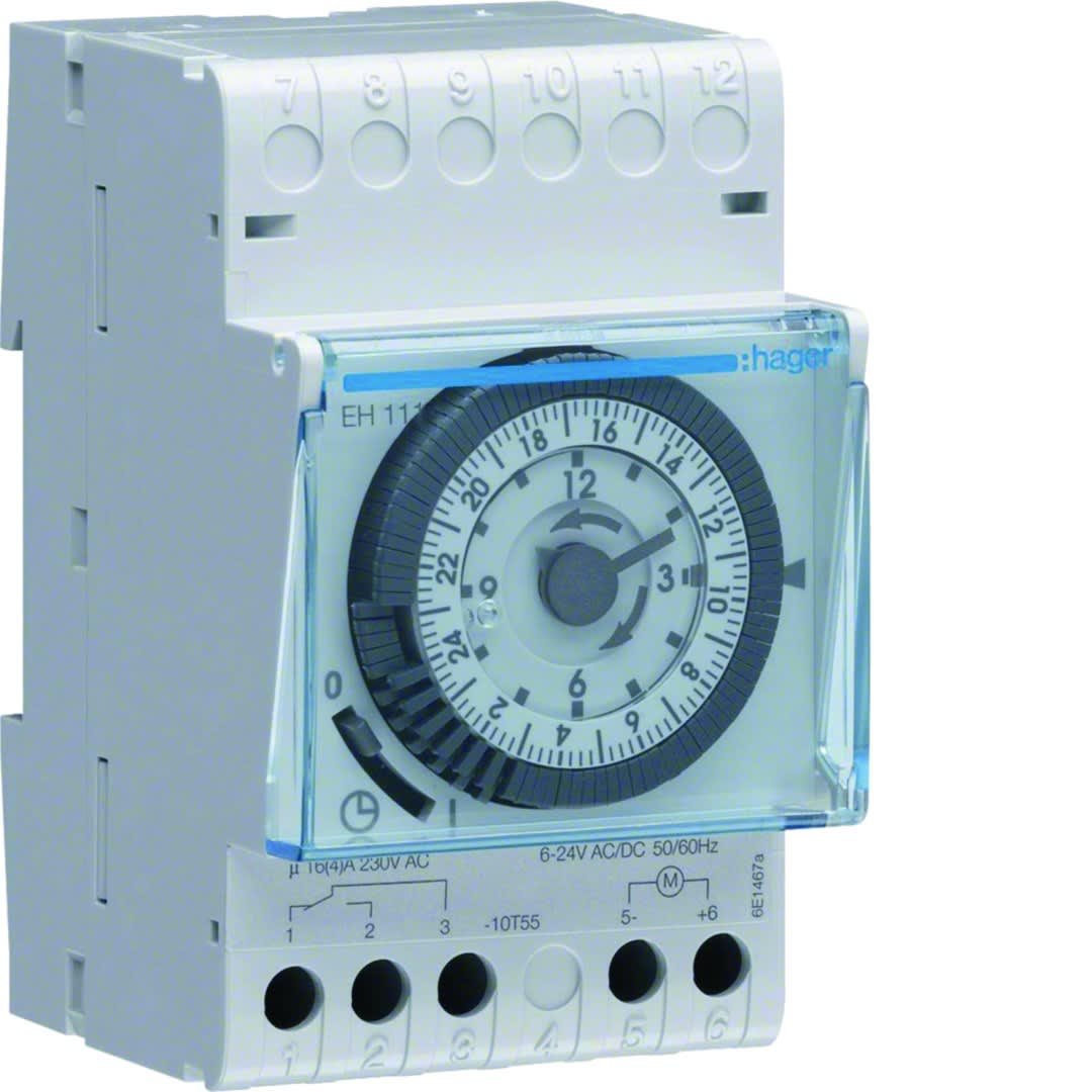 Hager - Interrupteur horaire électromécanique 1 voie sur 24 heures avec réserve