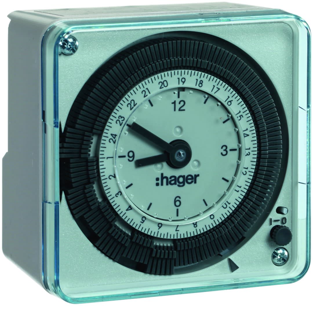 Hager - Interrupteur horaire 72x72 électromécanique 1 voie sur 24h 6-24V sans réserve