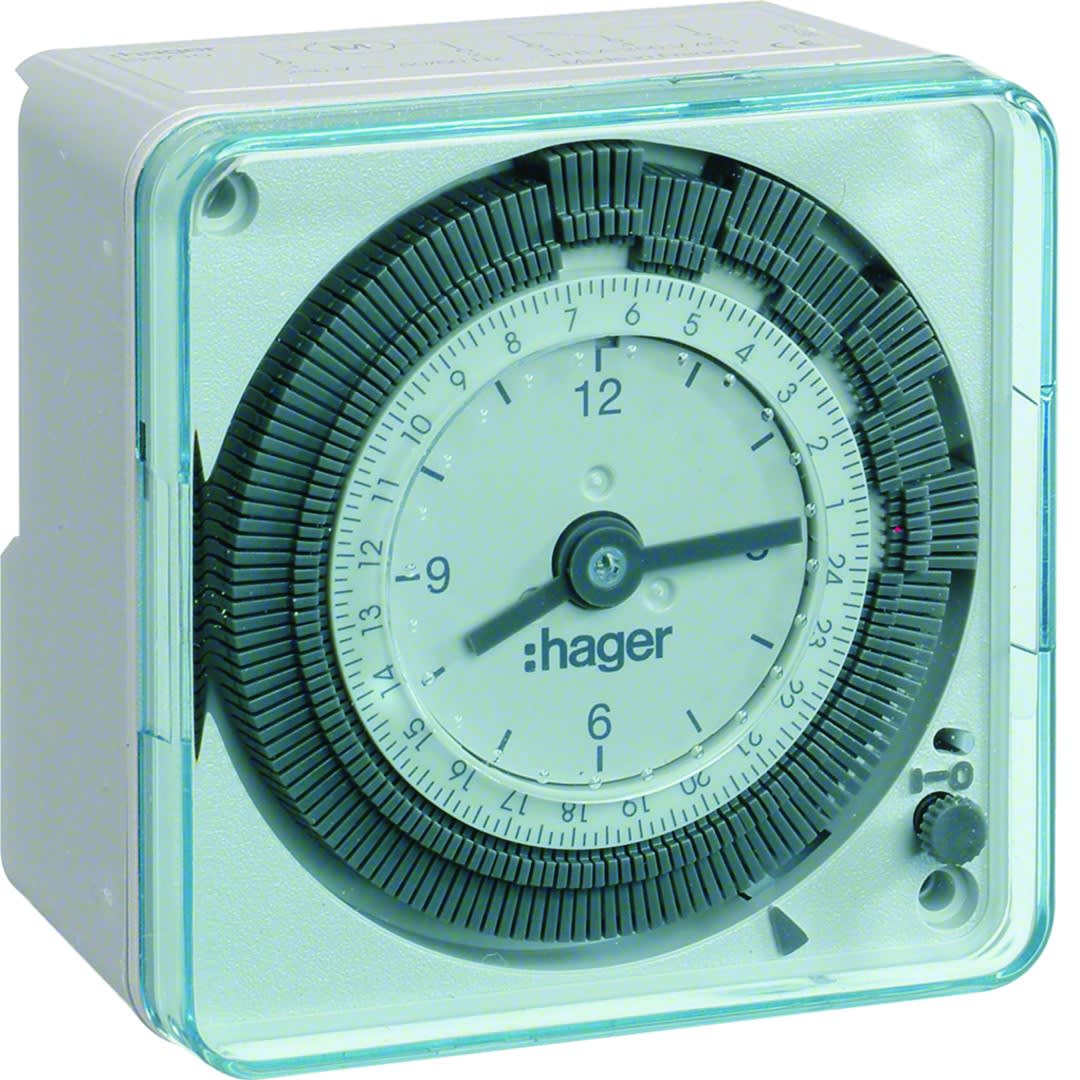 Hager - Interrupteur horaire 72x72 électromécanique 1 voie sur 7 jours sans réserve