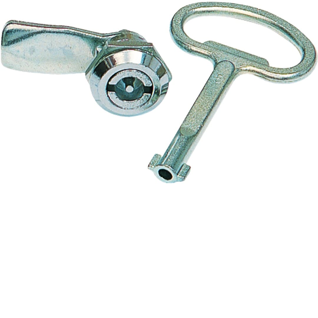 Hager - Serrure à double barre 3mm chromée avec 1 clé pour coffret et armoire quadro4-5