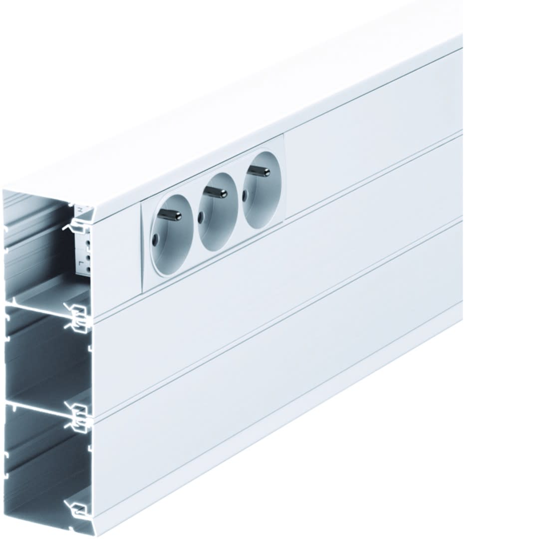 Hager - Socle pour goulotte queraz h162mmxp56mm L200mm 3compartiments alu RAL 9016 Pure