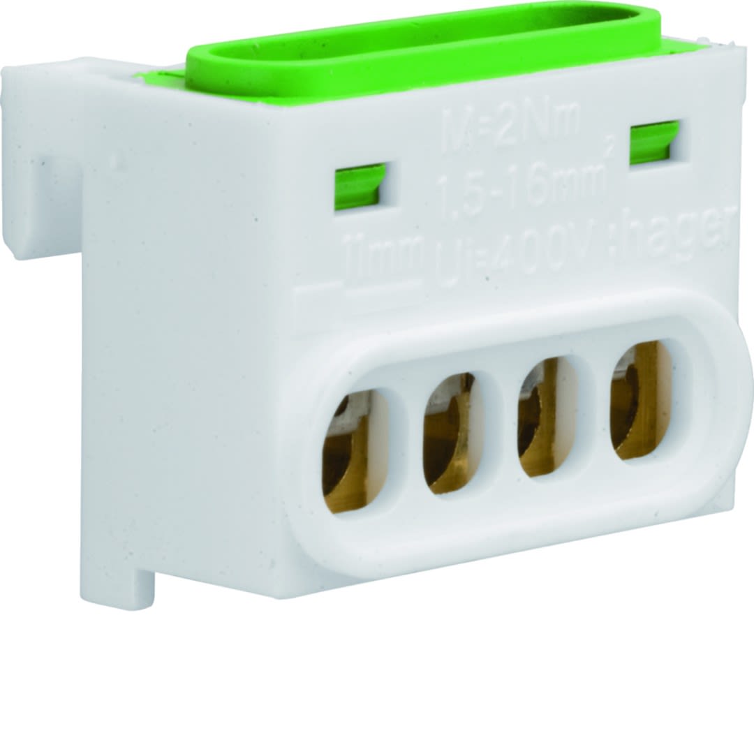 Hager - Bornier terre, 4 raccordements, IP2X